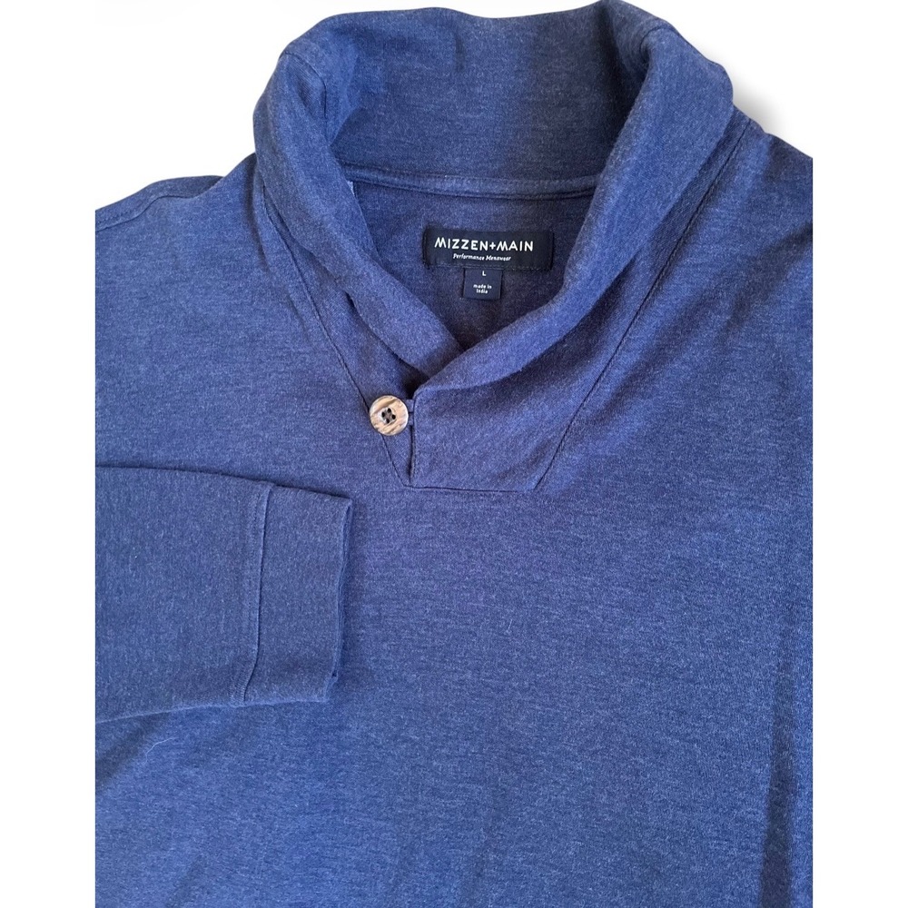 Mizzen+Main Mens Navy Blue Shawl Collar Button Pullover Sweater 1PO-0358 L